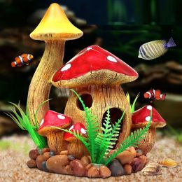 Decorations Mr.Tank Mushroom Aquarium Decorations Ornament Artificial Resin Fish Hiding Landscape Accessories Pet Fish Escape Holes