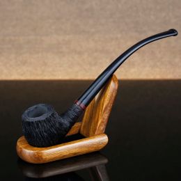 Zaagbladen Classic Black Smoking Pipe Briar Wood Pipe 3mm Philtre Handmade Tobacco Pipe Random Engraved Briar Pipe Free Tools Set