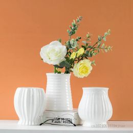 Vases Nordic Porcelain Vase for Decoration, Dried Flower Pot, White Flower Arrangement, Living Room, Bedroom, Office, Dining Room, 1Pc