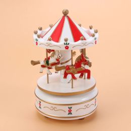 Boxes Horse Box Rotating Box Wooden Musical Box Christmas Valentines Day Birthday Gifts for Kids Carousel