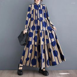 Casual Dresses SuperAen 2024 Spring Korean Style Loose Dot Printed Dress Fashion Elegant Big Swing Long