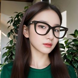 Gmt2 on the Go Gm Cosmetic Pouch Gm Cat Eye Black Framed Glasses Can Be Matched with Myopia and Womens Anti Blue Light Plain Face High-end Eyeglass Frame