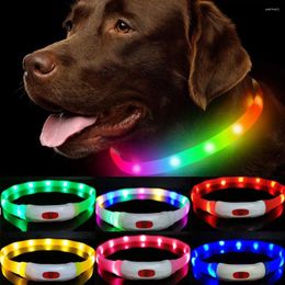 Dog Collars Trimmable Pet Supplies Anti Loss Puppy Tie Safety Accessories Glow Necklace Noctilucent Strap Usb Rechargeable