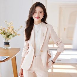 Women's Two Piece Pants Formal Women Pantsuits Professional Office Work Wear Career Interview Outfits With And Jacket Coat Trousers Sets