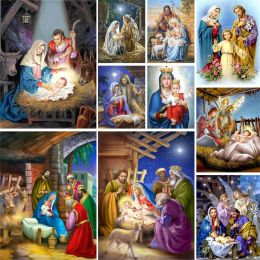 Number Religion Our Lady And Jesus Paint By Numbers Package Acrylic Paints 50*70 Canvas Pictures Handmade Crafts For Adults Handiwork