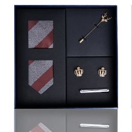 Tie Mens Formal Business Present Box Randig Spot Hand Punch Packaging Slips Män slipsar Designergåvor för 240320