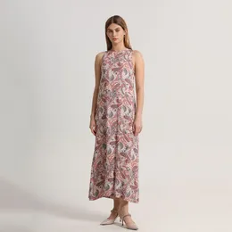 Casual Dresses AP 2024 Summer Women Fashion Floral Dress With Lining Lady Clothes Sleeveless Elegant Viscose And Linen Soft