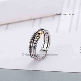 Rings Dy Twisted Two-color Cross Ring Women Fashion Platinum Plated Black Thai Silver Hot Designer Jewellery Woman Luxury Diamond Wedding Gift 102