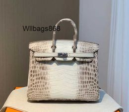 Women Handbag BK L White Bk Bag 25cm Luxury Womens Bag Womens Handbag with Lock Hand Sewn Silver Clasp