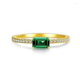 Cluster Rings Emerald Ring Vintage Light Luxury Ins Style S925 Sterling Silver Female Electroplated 18K Gold Fashion Small Sugar