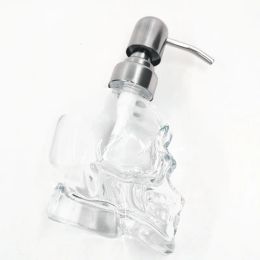 Dispensers WHYOU Skull Hand Washing Liquid Bottling Soap Dispenser Glass Creative Emulsion Bottle Stainless Steel Press Head Bathroom