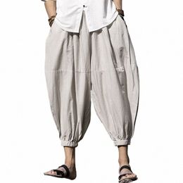chinese Style Summer Cott Linen Baggy Haren Pants Men Vintage Oversized Bloomers Plus Size Joggers Tai Chi Kung Fu Sweatpants o6Zp#