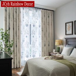 Curtains JCyh White Plant Linen Blackout Curtains For Living Room Modern Curtains For Bedroom Windows Ready Made Curtains Rideaux Drapes