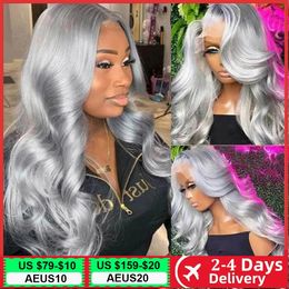 Blonde Body Wave 13x4 Lace Front Wigs for Women HD Lace Frontal Human Hair Wigs Pre Plucked Silver Grey Body Wave Wigs