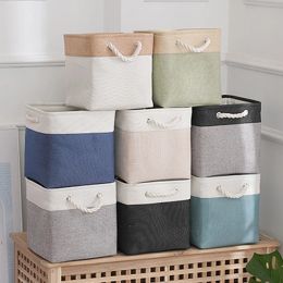 Swaddling Cube Storage Basket Fabric Sturdy Linen Storage Bins Organiser with Handles for Clothes and Toy Storage Foldable Storage Boxes