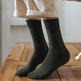 Men's Socks High-grade Solid Sockings Sretchy Mercerized Cotton Business Formal Suit Long Sock Soft Versatile Fall/Winter