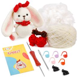 Knitting Handmade DIY Crochet Kit Material Package Wool Yarn Cute Rabbit For Gift With beginner Study Video