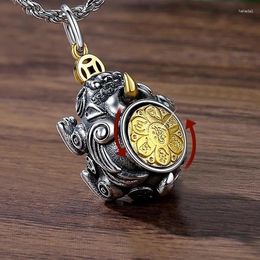 Pendant Necklaces HX Silver Color Swallowing Beast Men's Fashion Retro Necklace Women's Sweater Chain Keychain Jewelry