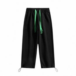 men's Spring And Autumn New Casual Versatile Pants Korean Fi Youth Students Drawstring Loose Straight Sports Trousers j71G#