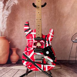 Custom Aged Electric Guitar Colour Stripe Pattern Tremolo Bridge Maple Neck and Fingerboard