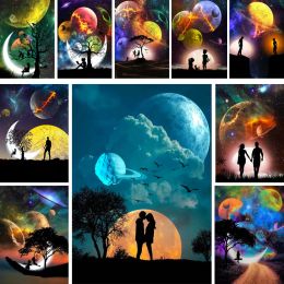 Number Landscape Moon Lovers Paint By Numbers Complete Kit Oil Paints 40*50 Canvas Painting Wall Decoration Crafts For Adults Wall Art