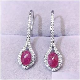 Dangle Chandelier Earrings Natural Real Ruby Drop Earring Water Style 5 7Mm 1Ct 2Pcs Gemstone 925 Sterling Sier Fine Jewelry L24368 De Otfdb