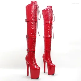 Dance Shoes Sexy Model Shows PU Upper 20CM/8Inch Women's Platform Party High Heels Thigh Pole Boots 458