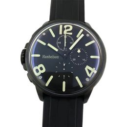 2021 Sport Style Mens Watch Luminous Convex glass Black Shell Quartz VK67 multifunction stopwatch Left hand watches Rubber strap N251g
