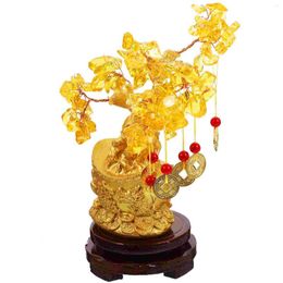 Decorative Flowers Citrine Macrocarpa Crystal Money Trees Bonsai Home Decor Tabletop Ornament Decoration Lucky Creative