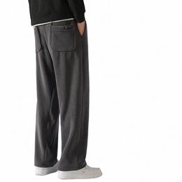 new Winter Thick Fleece Warm Sweatpants Men Thickened Wide-Leg Straight Loose Track Pants Male Casual Thermal Veet Trousers b6S6#