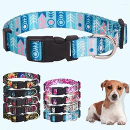 Dog Collars Washable Collar Stylish Floral Pattern Pet Set With Adjustable D-ring Safety Buckle For Outdoor Adventures