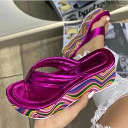 Slippers 2024 Summer Womens Fashion Designer Brand Thick Bottom Women's Sandals Wedge With Outdoor Beach Flip Flops Plus Size
