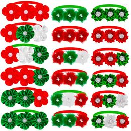 Dog Apparel 30PCS Christmas Decorate Bowtie Flower Bowties Collar For Small Cat Dogs Cats Grooming Accessories