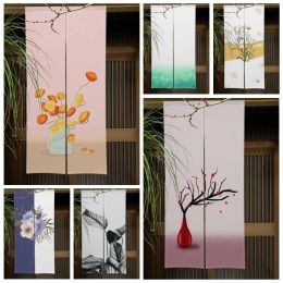 Curtains Morden Art Little Flowers Door Curtain Minimalist Plants Living Room Decor Partition Curtain Drape Entrance Hanging HalfCurtain