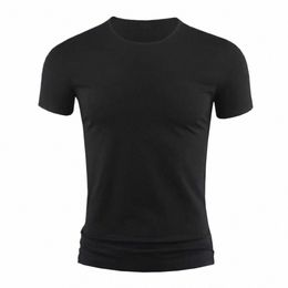 summer Men's Short Sleeve T-Shirt Basic Plain Casual Gym Muscle Crew Neck T-shirts Slim Fit Tops Tee Clothing For Man o8dk#