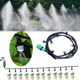 Kits 1 Sets Fog Nozzles Irrigation System Portable Misting Automatic Watering 10m Garden Hose Spray Head With 4/7mm Tee And Connector