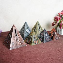 Boxes Creative Metal Egyptian Pyramid Shaped Piggy Bank Vintage Home Decoration Miniature Figurines Birthday Gift Money Box