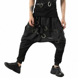 new Trousers Small Feet Nightclub Men Original Persality Trend Heavy Metal Flying Squirrel Pants Hair Stylist Low Crotch Pants c91g#