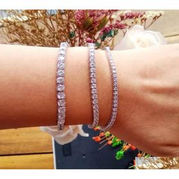 Charm Bracelets Classic 7 Inch Tennis Real 925 Sier Jewelry 2Mm M 4Mm 5A Zironia Eternal Luxury Sterling Bracelet4379984 Drop Delivery Dhpej