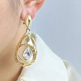 Dangle Earrings Women's Elegant Waterdrop Hollow Zirconia Stone Pedants Bridal Wedding Jewellery Party