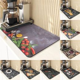 Table Mats Food Style Placemats For Cup Drainer Diatomaceous Earth Mat Coffee Pattern Decor Dining Centrepiece Cups