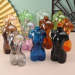 Vases Woman Human Body Art Design Glass Vase Dried Flower Simulation Resin Home Decoration Livingroom Table Accessories