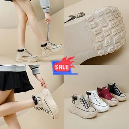 NEW Resistant High top shoes spring and autumn vintage women's shoes thick soled small white shoes leisure sports board shoes GAI Size 35-40