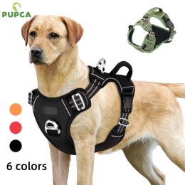 Harnesses PUPCA No Pull Dog Harness No Choke Easy Control Handle Reflective Pet Harness 2 Leash Clips Adjustable Soft Padded Dog Vest