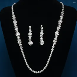 Necklace Earrings Set Nigeria Fashion Zirconia Wedding Jewellery CZ Women's Styling Design Dubai Birthday Gift Everyday Accessory
