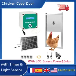 Accessories Chicken Door Automatic Opener With Timer & Light Sensor With LCD Screen Power&Solar Energy Power Gallina Chicken Farm Equipment