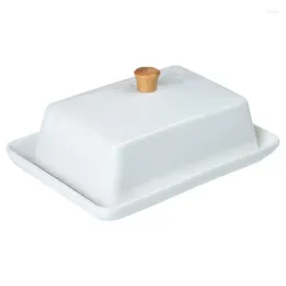 Plates Ceramic Butter Dish With Lid Rectangle Silicone Seals Keeper Airtight And Fresh Kitchen Countertop Supplies