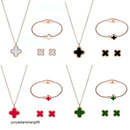 Korean classic clover suit titanium steel necklace womens simple fashion earrings bracelets niche light luxury net red Jewellery