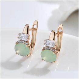 Dangle Chandelier Earrings Gkins Luxury Green Natural Zircon For Women 585 Rose Gold Color Retro Party Fine Jewelry Gift Drop Delivery Otnex