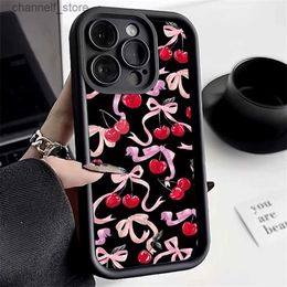 Cell Phone Cases Matte Cases for Redmi Note 12S 11S 10S 10 11 12 13 Pro Plus 5G Redmi 12C 13C 12 4G Sweet Cherry Bowknot Phone CoverY240325